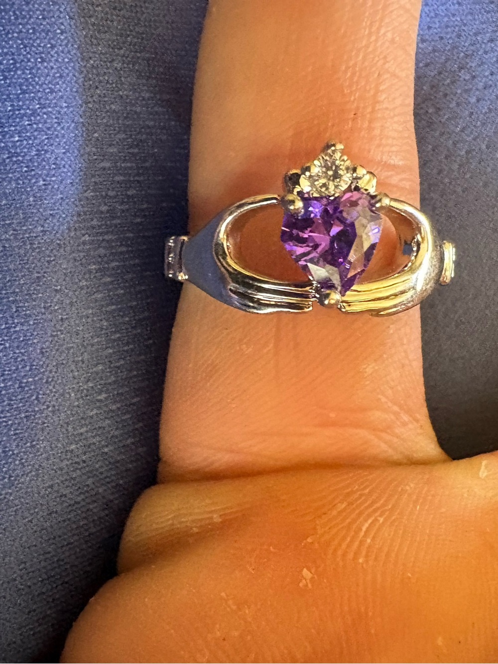 Vintage silver purple amethyst ring